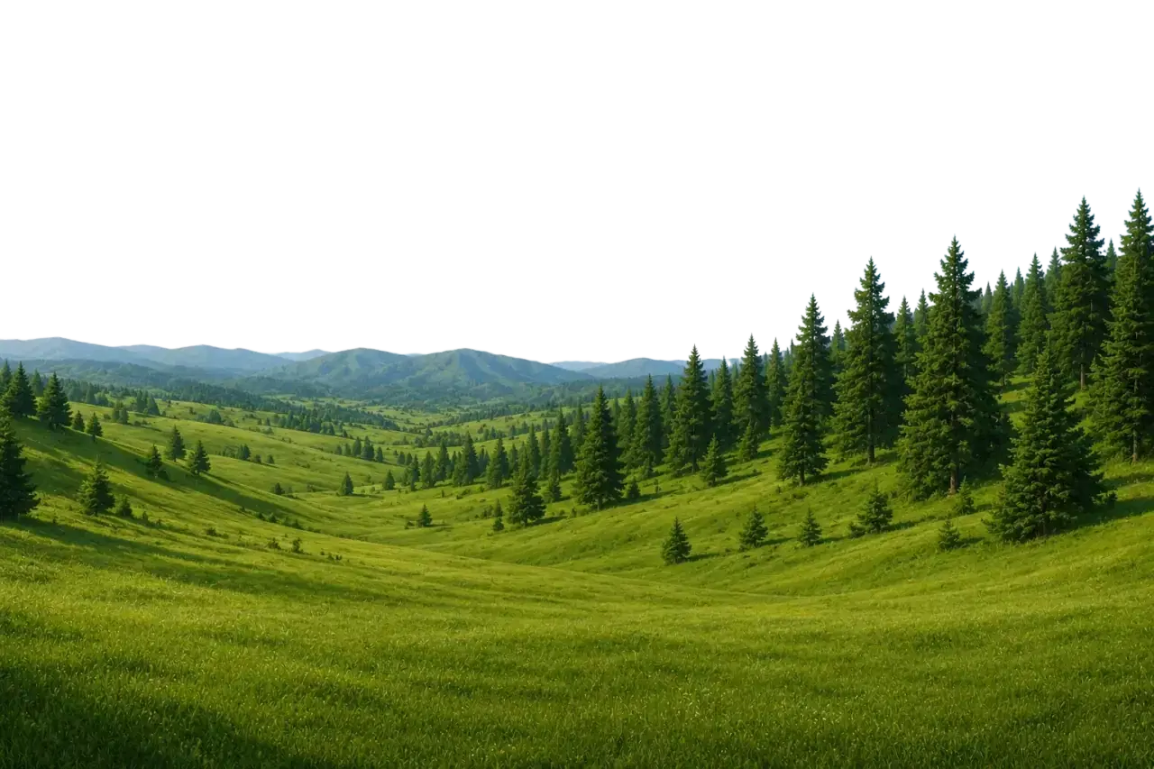 Paysage de pâturage et forêt à la ferme